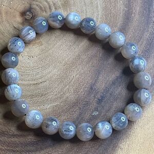 Skeleton skeletal moonstone stretch beaded bracelet 7” crystal healing beads 8mm